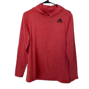 Adidas Salmon Coral Striped Lightweight Hoodie Size Large